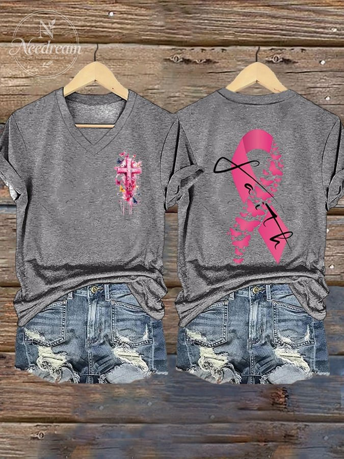 Women's Breast Cancer Printed Casual T-Shirt