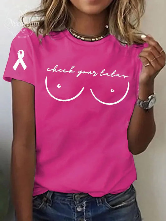 Women'sCheck Your Tatas Print Casual T-shirt