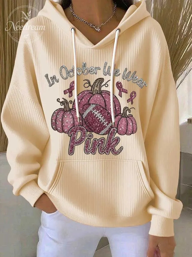 Women's October We Wear Pink Printed Casual Sweatshirt