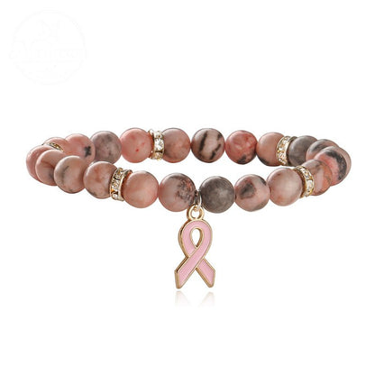 Pink Agate Cat Eye Stone Bead Heart-Shaped Bead Bracelet