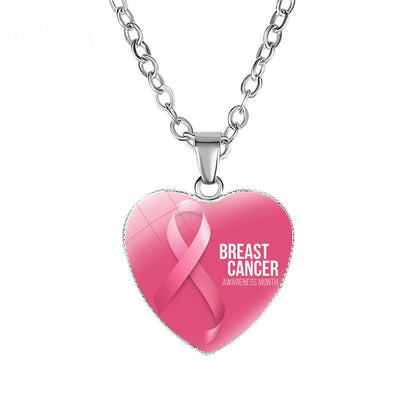 Promote Women'S Breast Logo Pink Ribbon Necklace