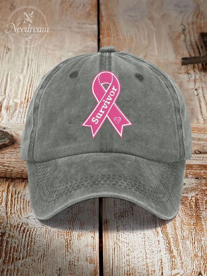 Unisex Breast Cancer Awareness Survivor Pink Ribbon Print Hat