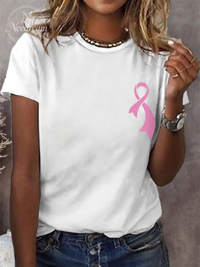 Women's Back The Pink American Falg Breast Cancer Awareness Warrior Tee