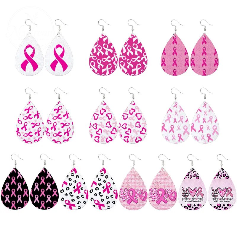 Caring For AIDS Pink Water Drop Earrings