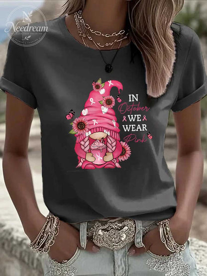 Women's In October We Wear Pink Pattern 100% Cotton  T-Shirt