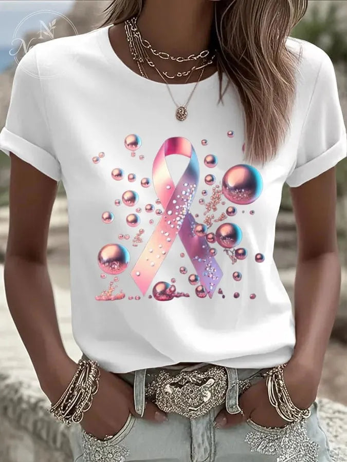 Women's  Breast Cancer Print T-Shirt