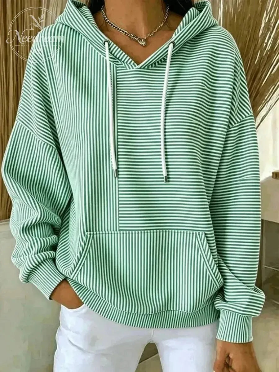 Women Striped Long Sleeve Casual Daily Spring/Fall Hoodie