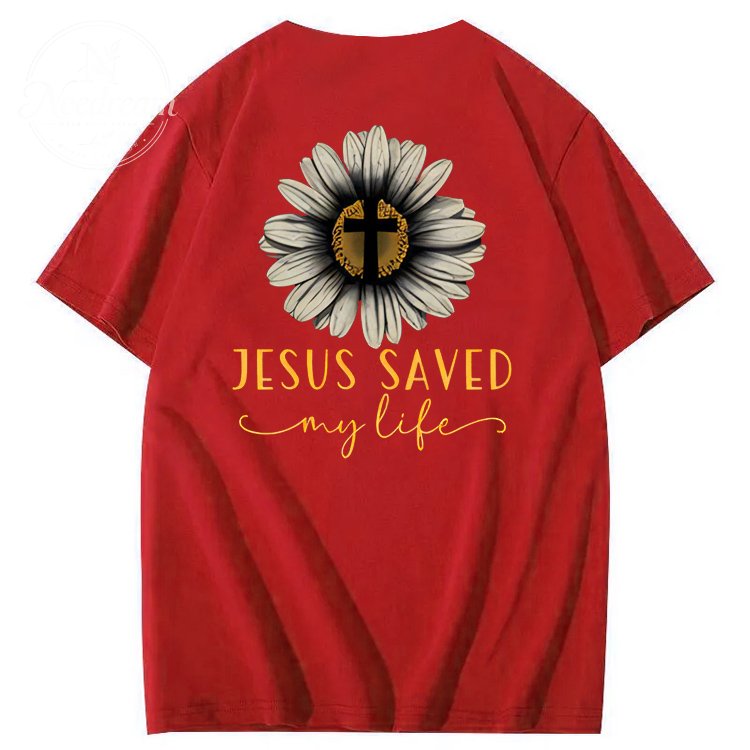 Jesus Saves My Life Pattern100% Cotton T-Shirt