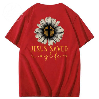 Jesus Saves My Life Pattern100% Cotton T-Shirt