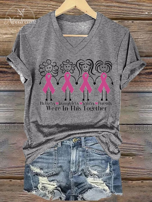 Women'S Breast Cancer Mothers, Daughters, Sisters, Friends Are Involved Printed T-Shirt