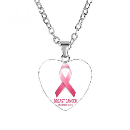 Promote Women'S Breast Logo Pink Ribbon Necklace