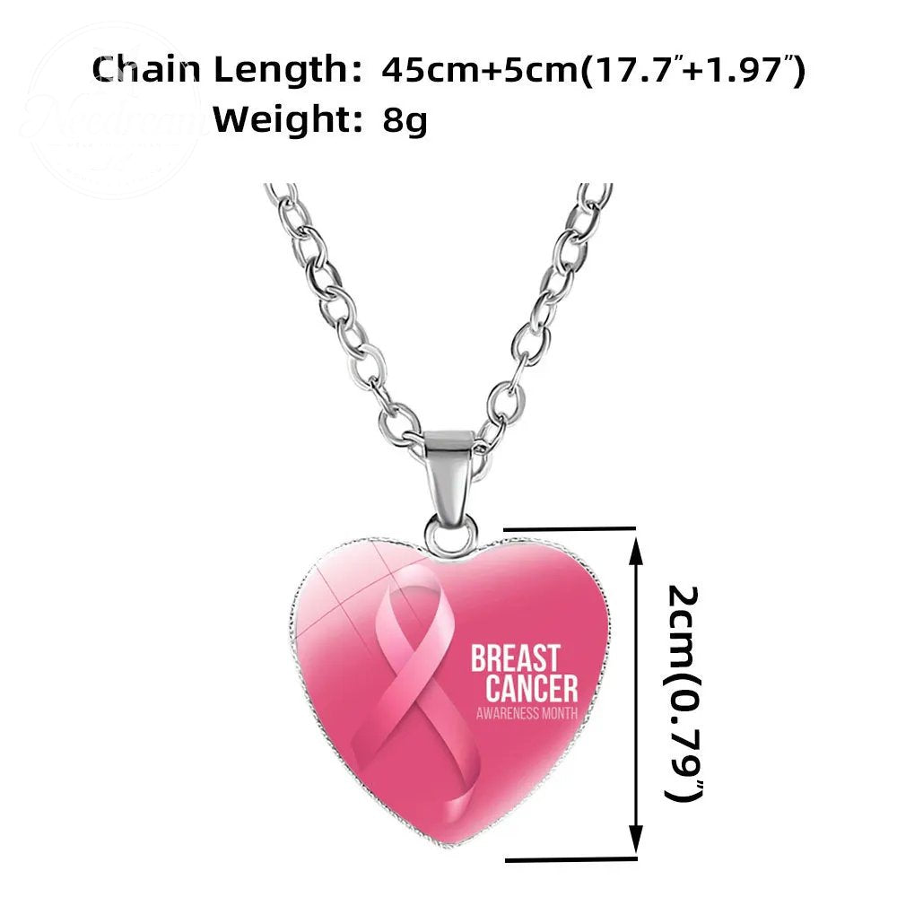 Promote Women'S Breast Logo Pink Ribbon Necklace