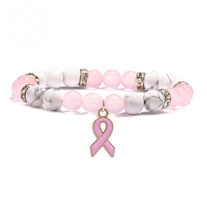 Pink Agate Cat Eye Stone Bead Heart-Shaped Bead Bracelet