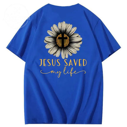 Jesus Saves My Life Pattern100% Cotton T-Shirt