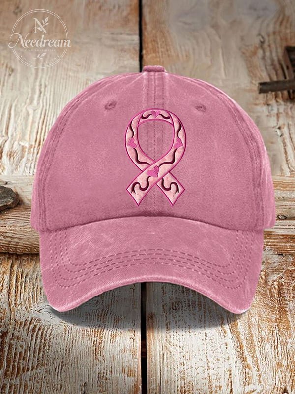 Unisex Breast Cancer Awareness Ribbon Print Hat