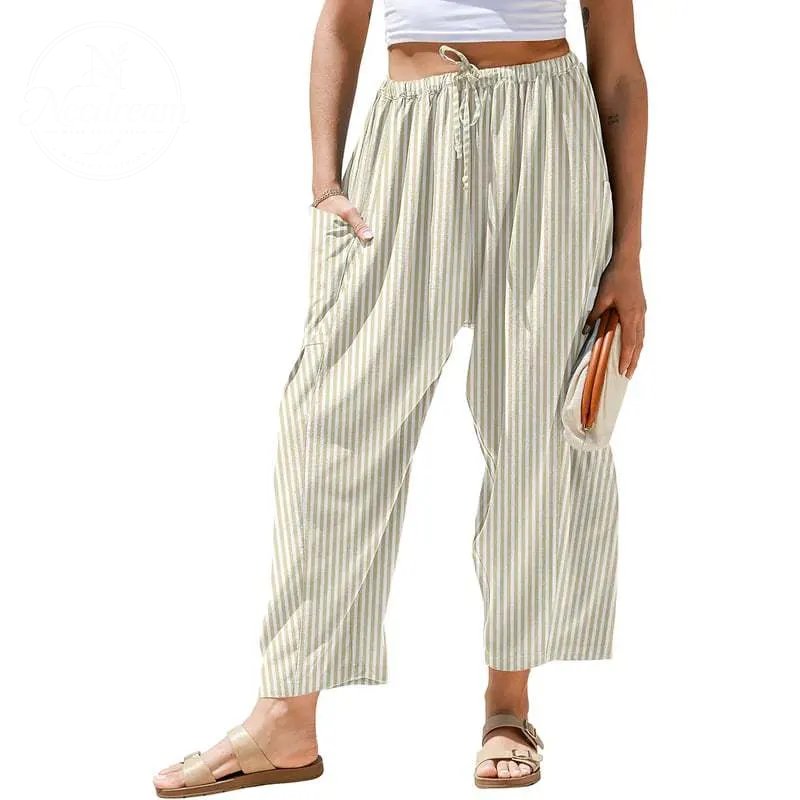 Women's Wide Leg Gingham Striped Plaid Pants