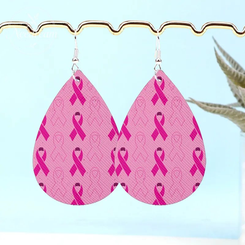 Caring For AIDS Pink Water Drop Earrings