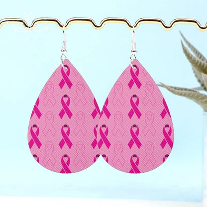 Caring For AIDS Pink Water Drop Earrings